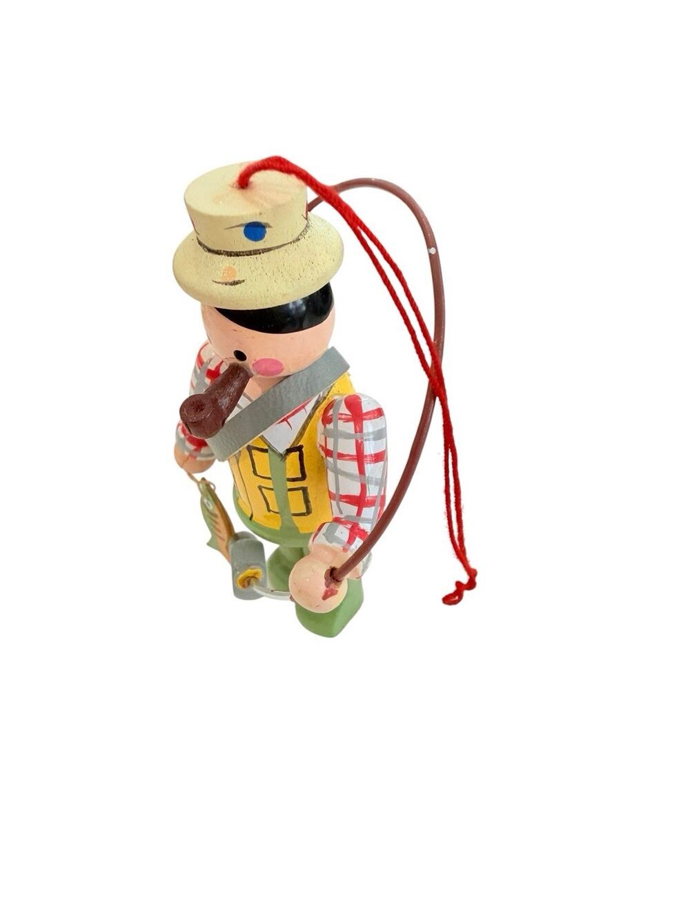 Fly Fishing Christmas Ornament Midwest of Cannon Falls Wood Painted